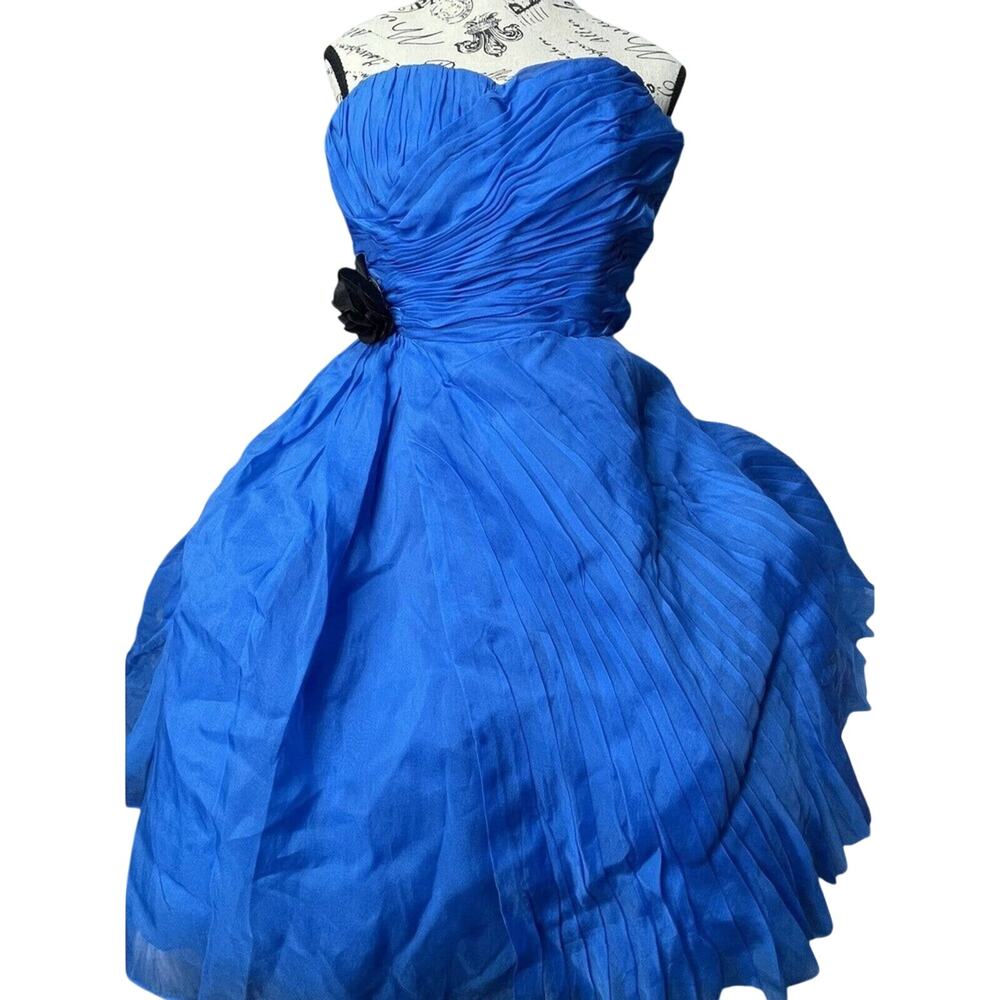 Betsy Johnson Blue Strapless High Fashion Dress Women's Size 6